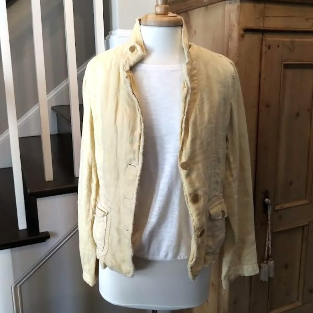 J Crew Pale Yellow linen jacket L